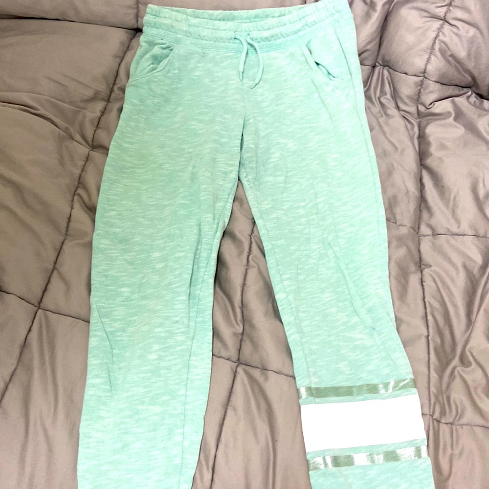 Cute teal, silver, and white sweatpants